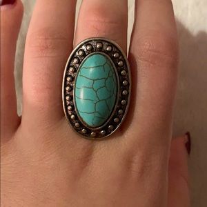 Turquoise Oval Adjustable Ring